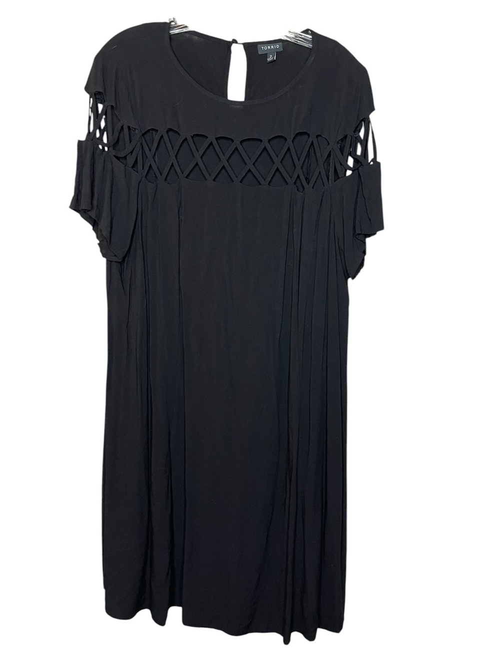 Torrid Challis Lattice Cutout Trapeze Swing Dress Sz 18/20 - Picture 3 of 7
